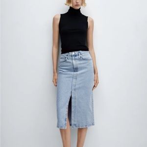 Mango midi denim skirt
